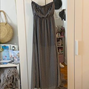 Maxi dress with slit, partially sheer bottom